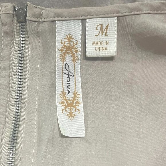 ADIVA Satin Feel Sleeveless Top / Shell Ruffle 3D Floral Appliqué Accent Ivory - Picture 8 of 11